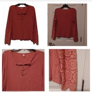 💙🏍Women's Lace Sleeve Top - Pink